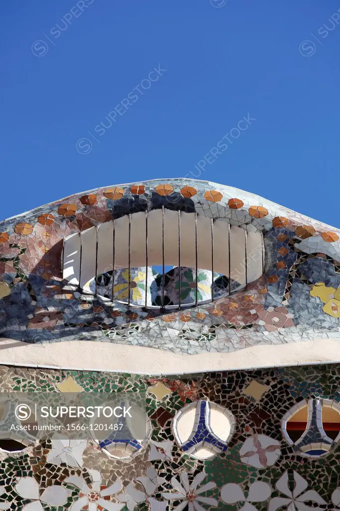 Barcelona, Detail of Casa Batlló by Gaudi Gaudi