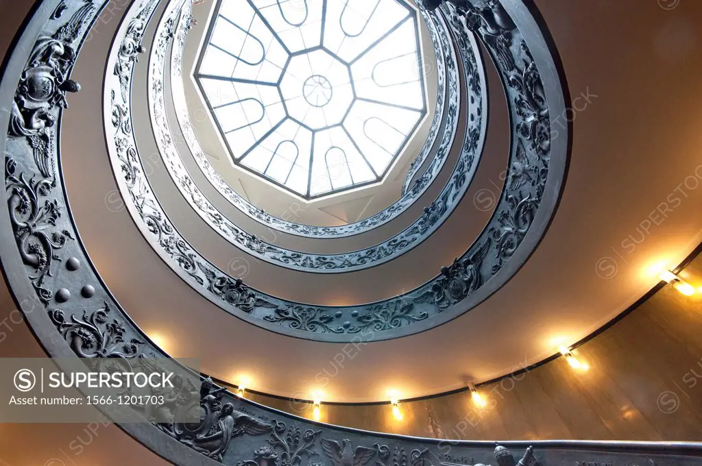 Italy, Lazio, Rome, Vatican, Vatican Museum Spiral Staircase By Giuseppe Momo