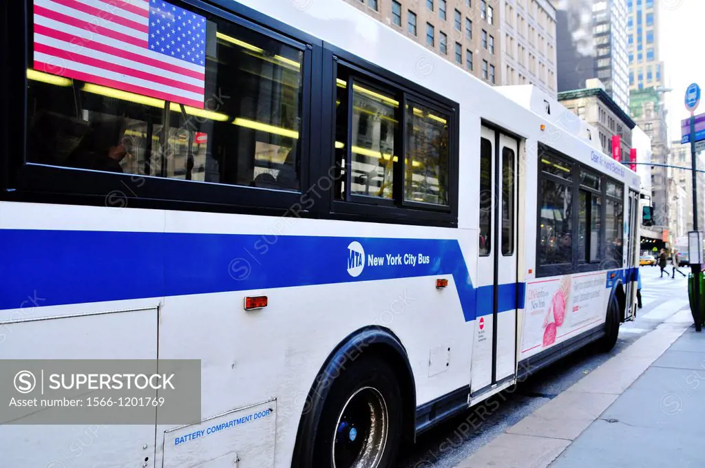 New York City Public Transportation Bus, Manhattan, New York City, USA