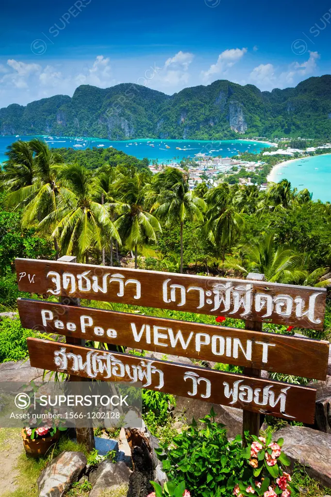Phi Phi Don island from a viewpoint  Krabi province, Andaman Sea, Thailand