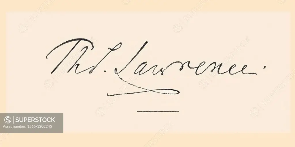 Signature of Sir Thomas Lawrence, 1769 - 1830  Leading English artist and portrait painter, president of the Royal Academy  From Histoire des Peintres...