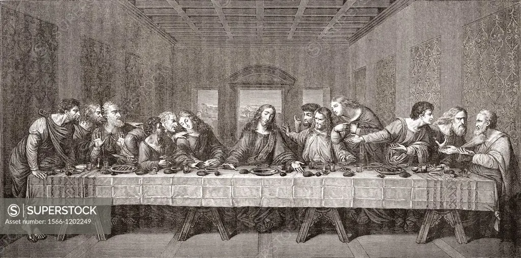 The Last Supper after Leonardo da Vinci  From Histoire des Peintres, École Florentine, published 1876