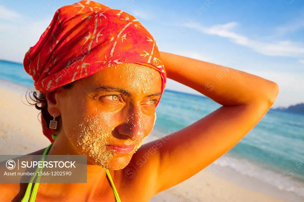 Young woman portrait  Long beach  Phi Phi Don island  Krabi province, Andaman Sea, Thailand