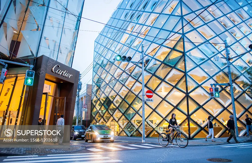 Prada Store, Architect Herzog & De Meuron and Cartiere store Aoyama Tokyo Japan