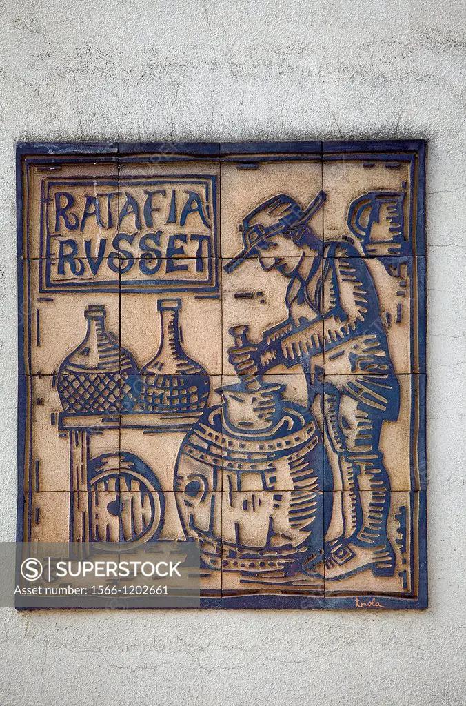 Logo of Ratafia Russet,warehouse of Ratafia,2 Santa Pau street,Olot,Girona province, Catalonia, Spain