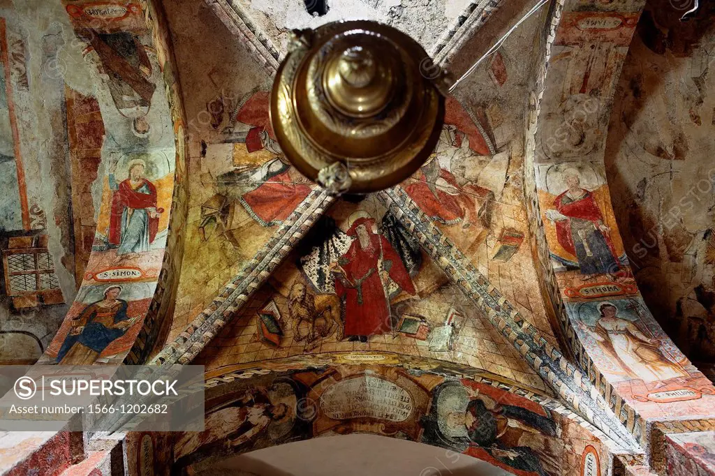 Salardú  Sant Andrèu church  Interior  Paintings,Aran Valley,Pyrenees, Lleida province, Catalonia, Spain