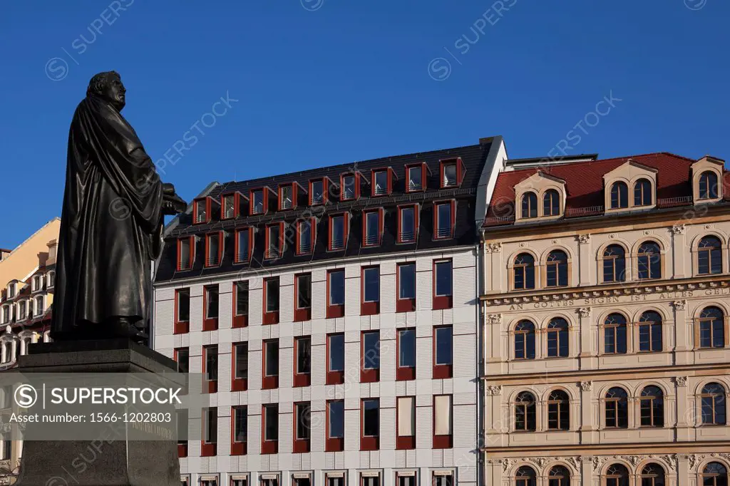 Neumarkt with Martin Luther Statue Dresden, Saxony, Germany