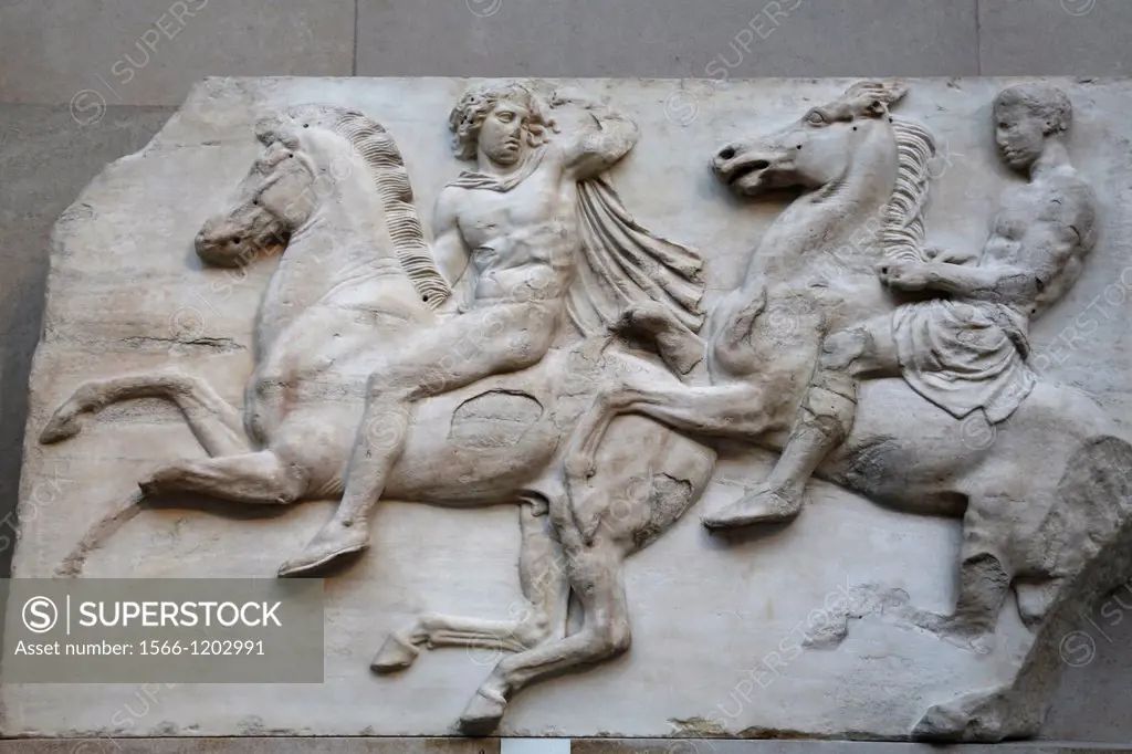 United Kingdom, city of London, British Museum, the greek athens parthenon sculptures, the metopes accounting the fights between the lapiths and the c...