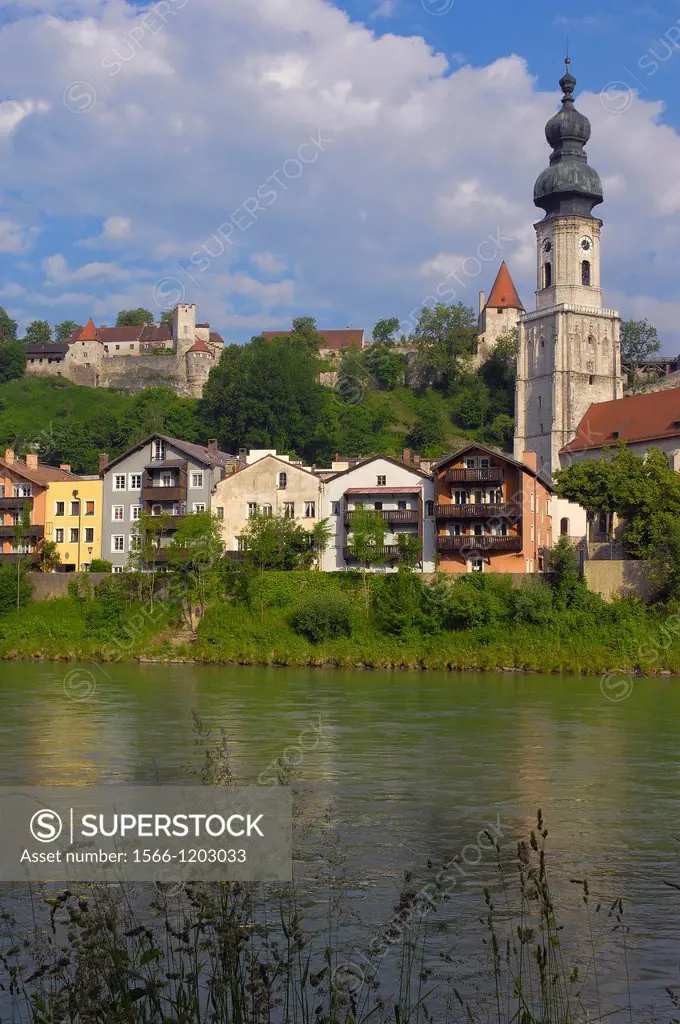 Burghausen, Castle, Salzach River, Altoetting district, Upper Bavaria, Bavaria, Germany.