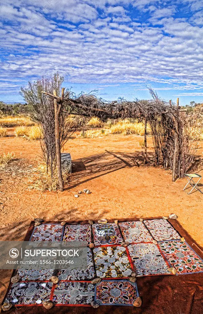 Near Alice Springs Outback Australia the Aboriginal ancient people and their artwork in desert