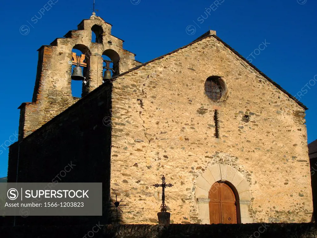 Romanesque church of Sainte Leocadie, Languedoc-Roussillon, Eastern Pyrenees, France.