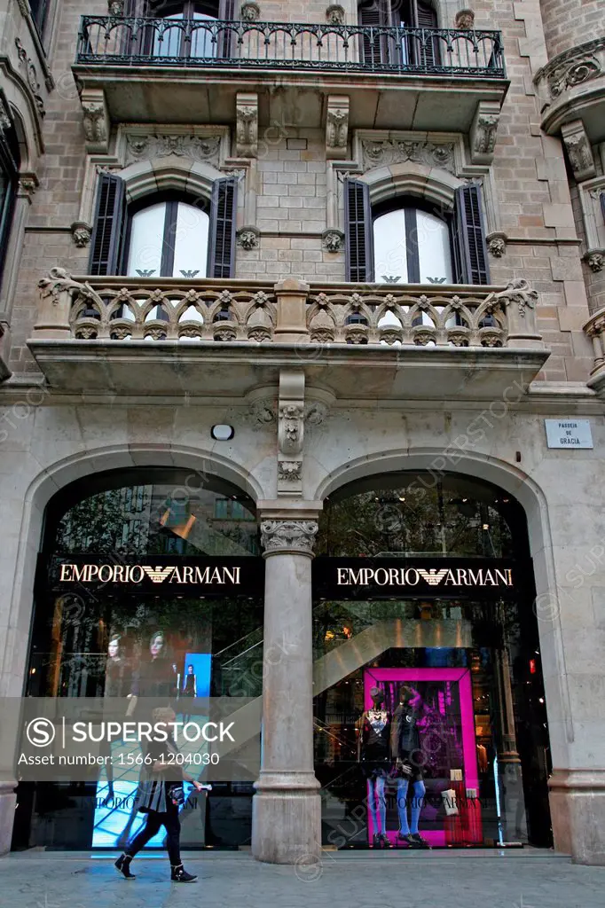 Emporio Armani shop, Paseo de Gracia, Barcelona, Catalonia, Spain
