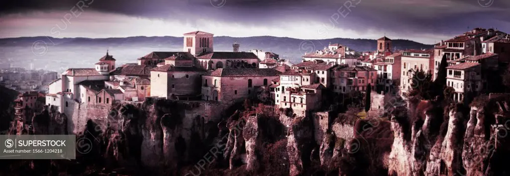 Panoramic view of Cuenca, Castile-La Mancha, Spain.