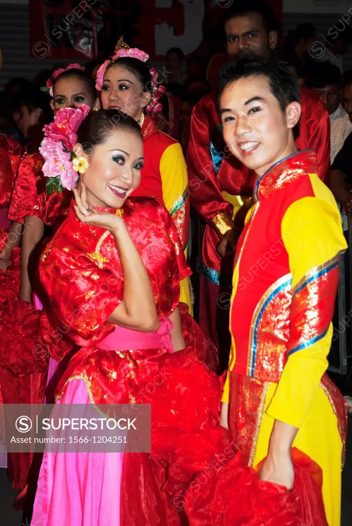 Malaysian Chinese dancers prepare to celebrate Chinese New Year in Kuala Lumpur
