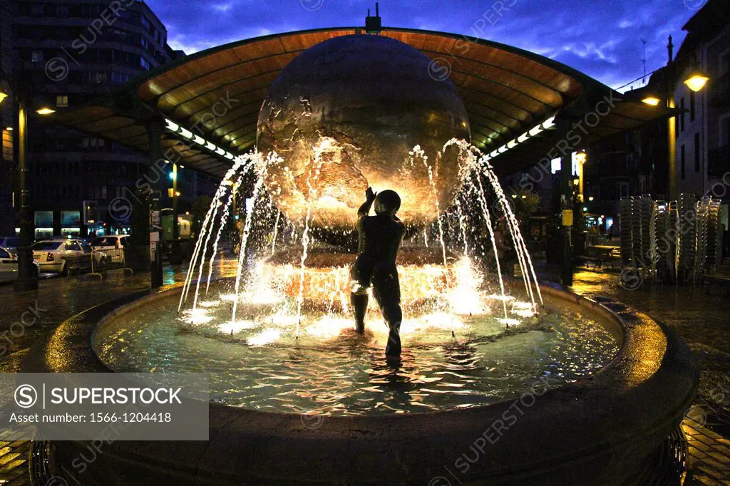 Earth Globe Fountain at Plaza de España, Valladolid, Castile and León, Spain