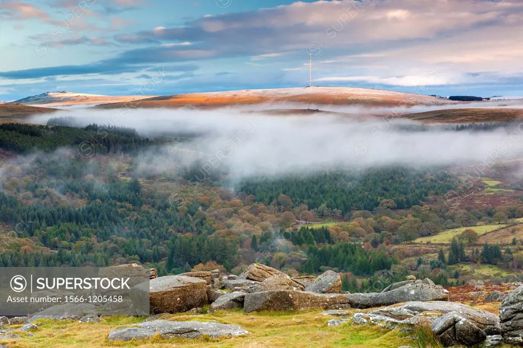 View from Sheeps Tor towards North Hessary Tor in the Dartmoor National Park, Devon, England, UK, Europe
