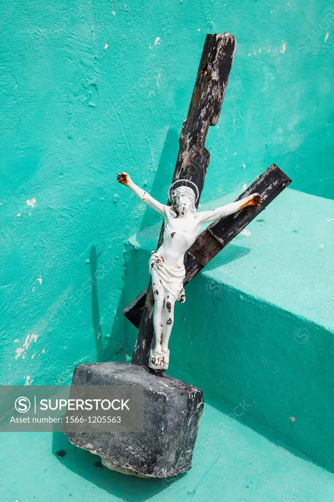 Crosses at mexican cemetery, Isla Mujeres, Yucatan Peninsula, Quintana Roo, Mexico
