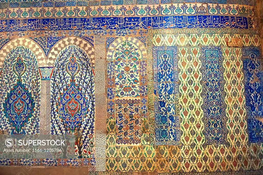 Decorative tiled panels of the Harem in the Topkapi Palace, Istanbul, Turkey