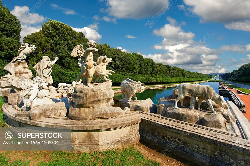 The fountain of Venus & Adonis  The theme is hapless love and the figures are sculpted from Carrara marble and are placed on a travertine base  Comple...