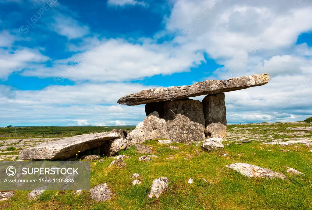 Poulnabrone dolmen in the Burren area of County Clare, Republic of Ireland