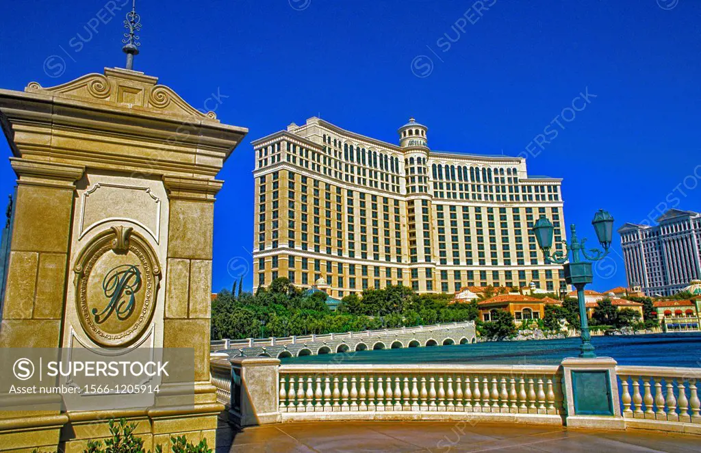 Gambling at the famous upscale Bellagio Hotel on the Strip in the desert of exciting Las Vegas Nevada and energy in the USA