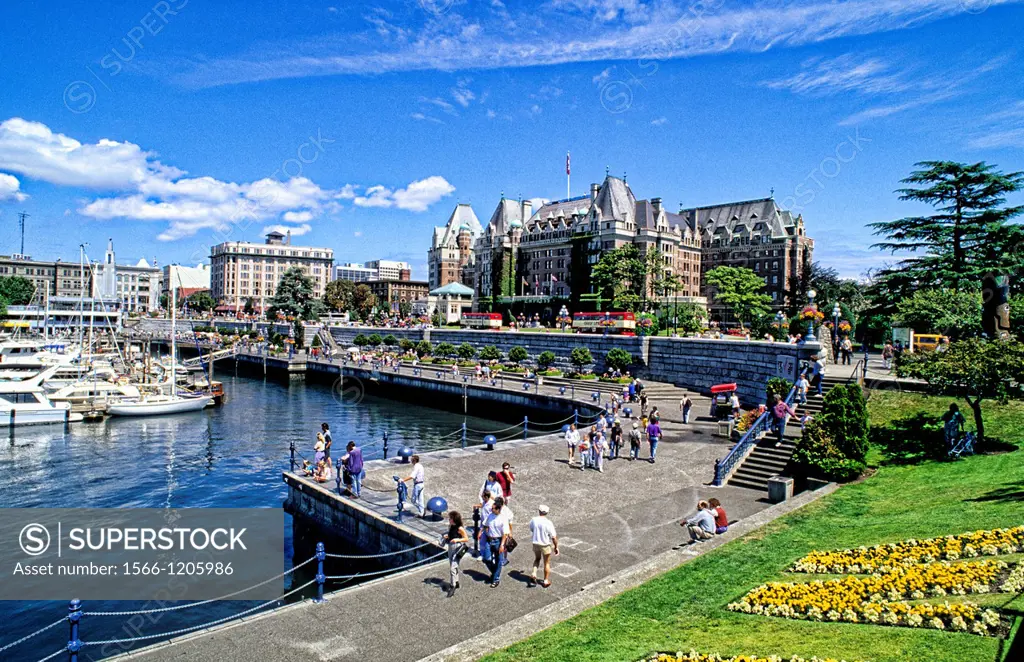 Beautiful Victoria City Center in British Columbia at the harbour