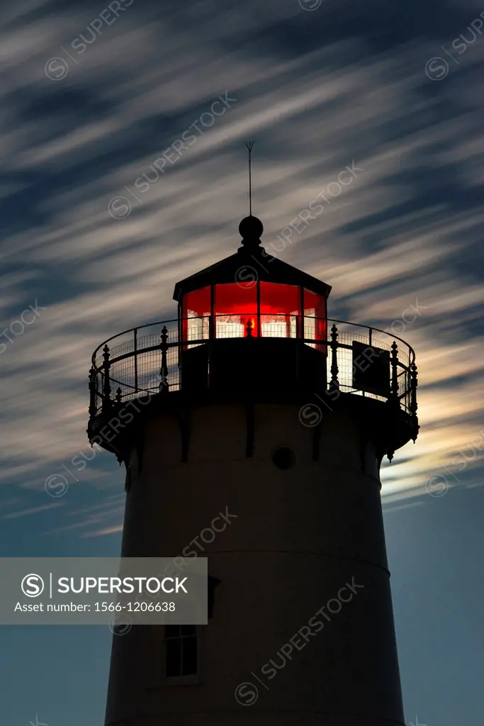 Moon lit Edgartown Lighthouse, Martha´s Vineyard, Massachusetts, USA