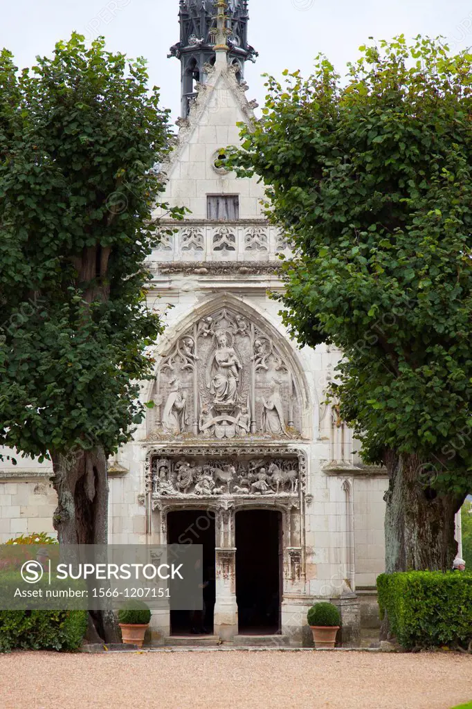 Chapel of Saint-Hubert where Leonardo da Vinci is buried, Chteau d´Amboise, Amboise, Indre-et-Loire, France