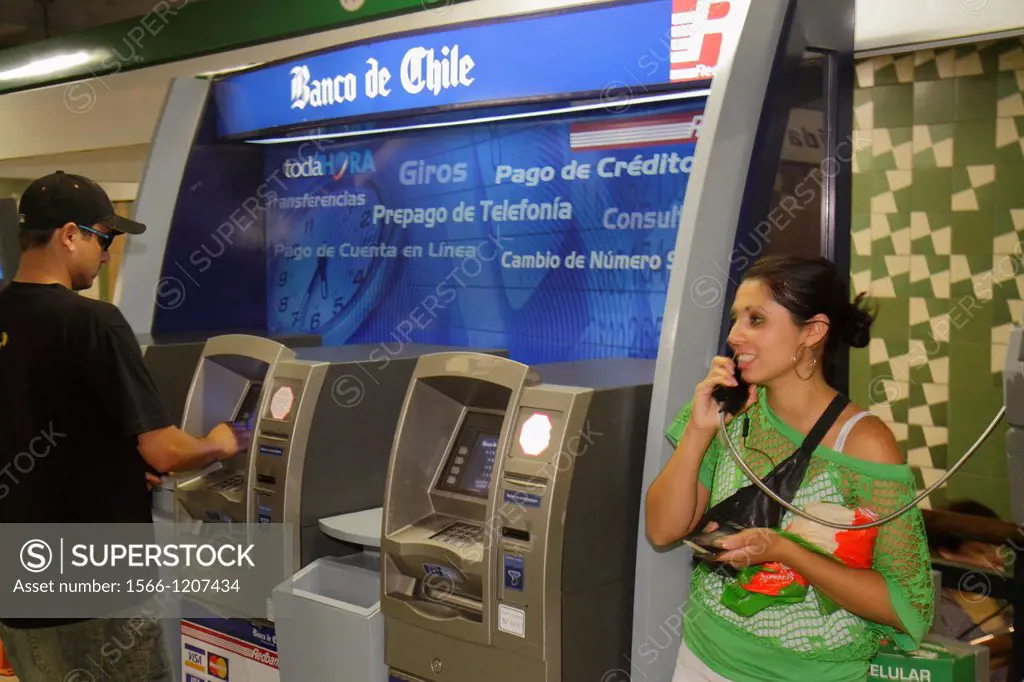 Chile, Santiago, Providencia, Metro Station, Parque Bustamante, subway, public transportation, rapid transit, ATM, automated teller machine, money, ca...