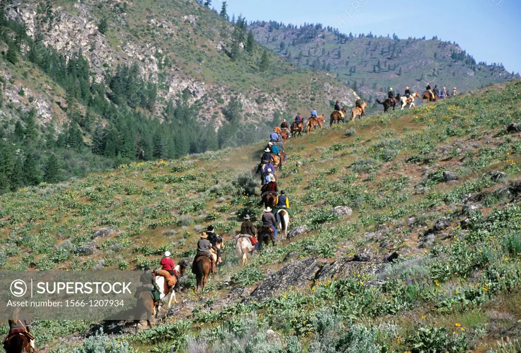 Ride to Rendezvous horse riders, Okanogan County, Washington
