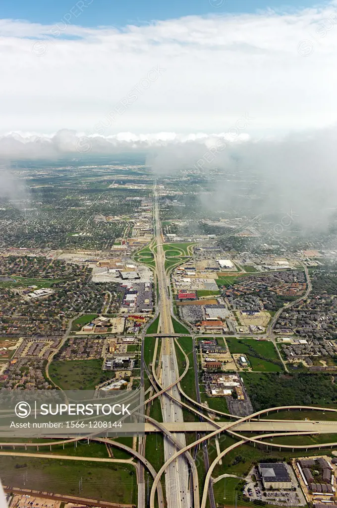 Aerial image of highway interchanges in Texas