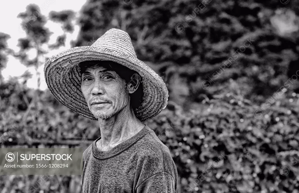 portrait of Chinese famrmer on farm in Guilin China