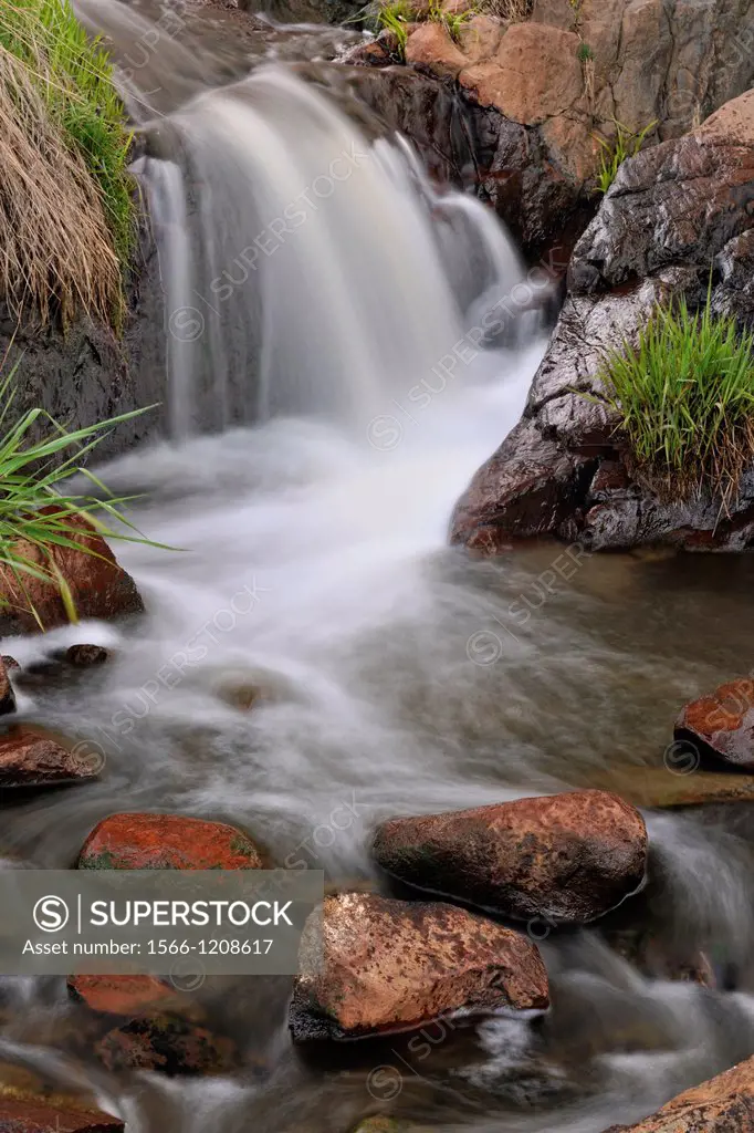 A small waterfall in spring runoff, Greater Sudbury Lively, Ontario, Canada