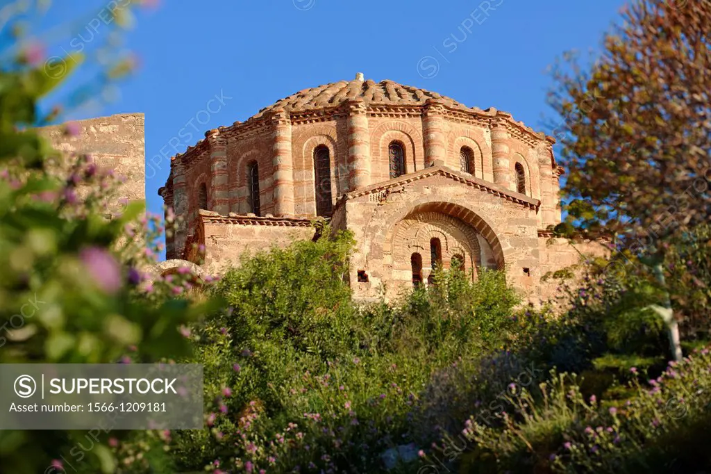 12th century Byzantine Orthodox Church of Hagia Sophia in the upper town ruins of Monemvasia            , Peloponnese, Greece
