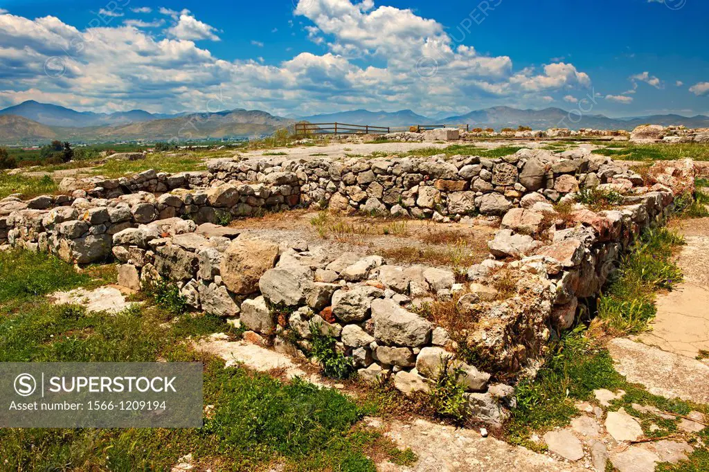 Tiryns        or        Mycenaean city archaeological site, Peloponnesos, Greece  A UNESCO World Heritage Site