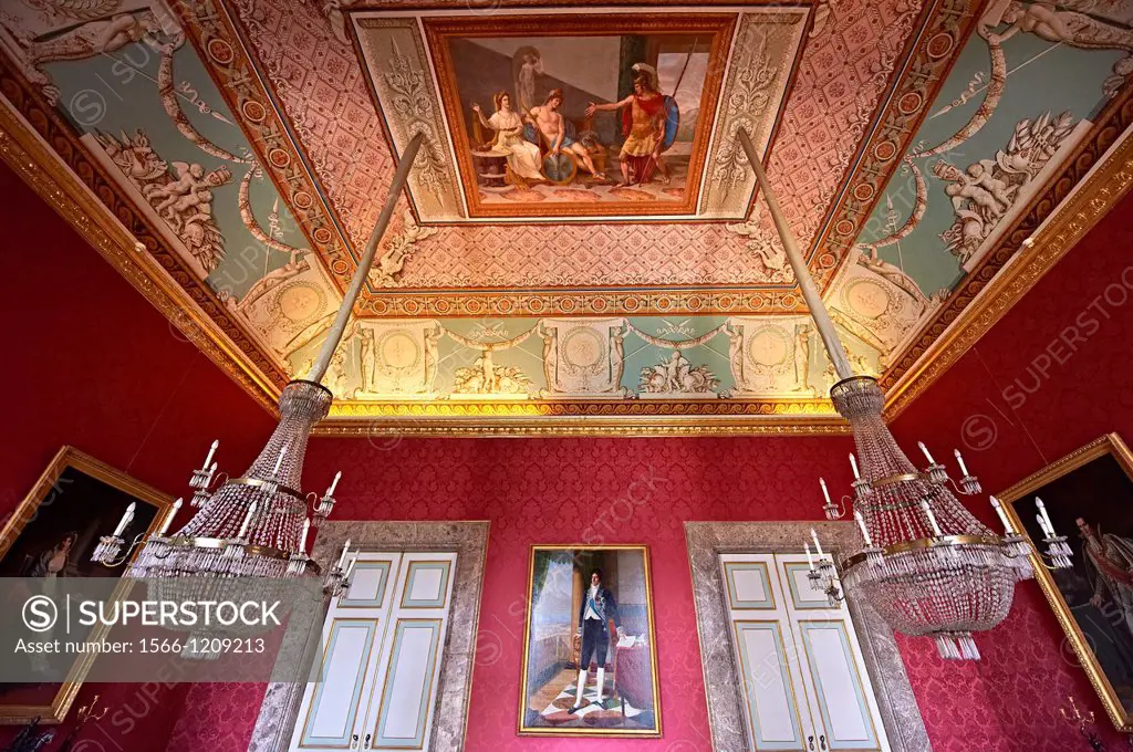 ´The second antechamber of Joachim Murat´  The walls have frescoes by Giuseppe Cammarano with a reproduction of the abduction of Helen  the portrait o...