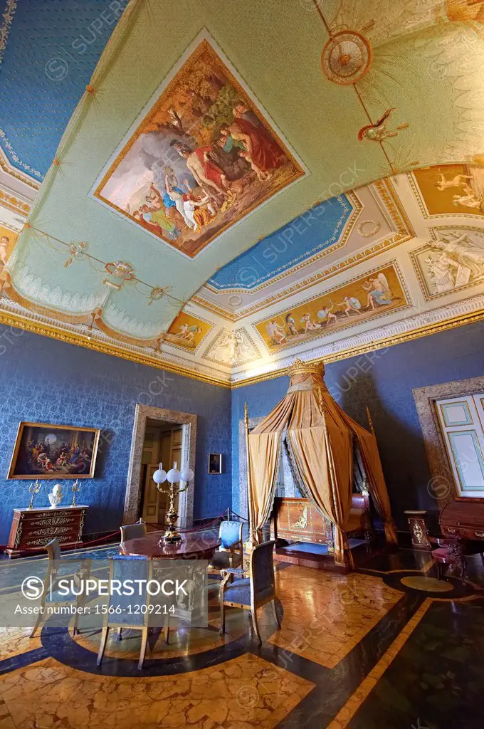 ´The Bedroom of Francis II´  The room furnished with a four poster bed, chest of drawers and table in the Empire Style in mahogany & gilt  The vaulted...