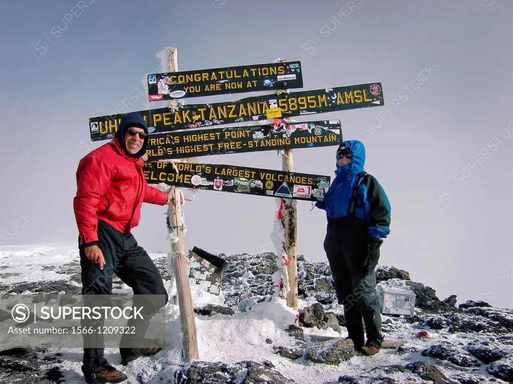 A couple at Africa´s highest summit, Mount Kilimanjaro