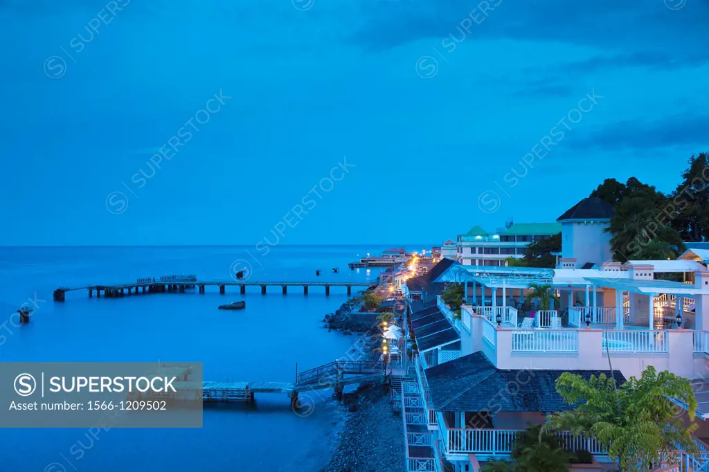 Dominica, Roseau, Fort Young Hotel, dawn