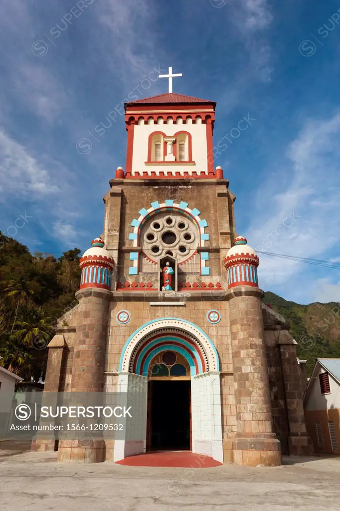 Dominica, Soufriere, stone church