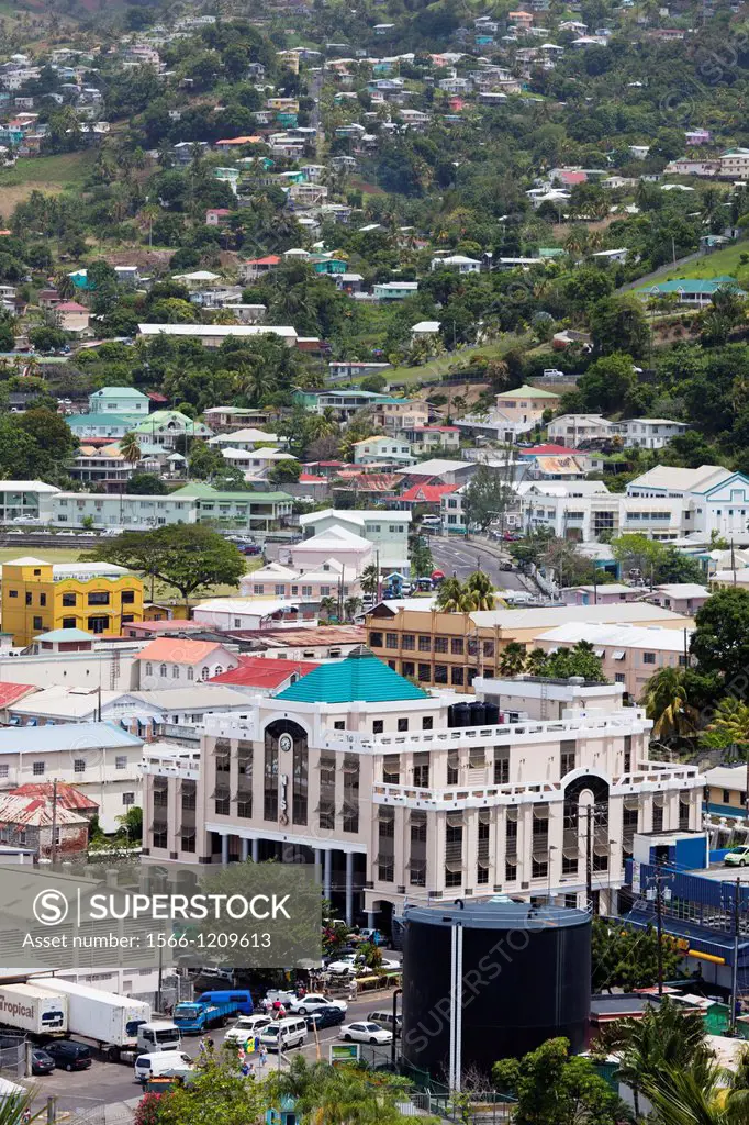 St  Vincent and the Grenadines, St  Vincent, Kingstown, elevated city view