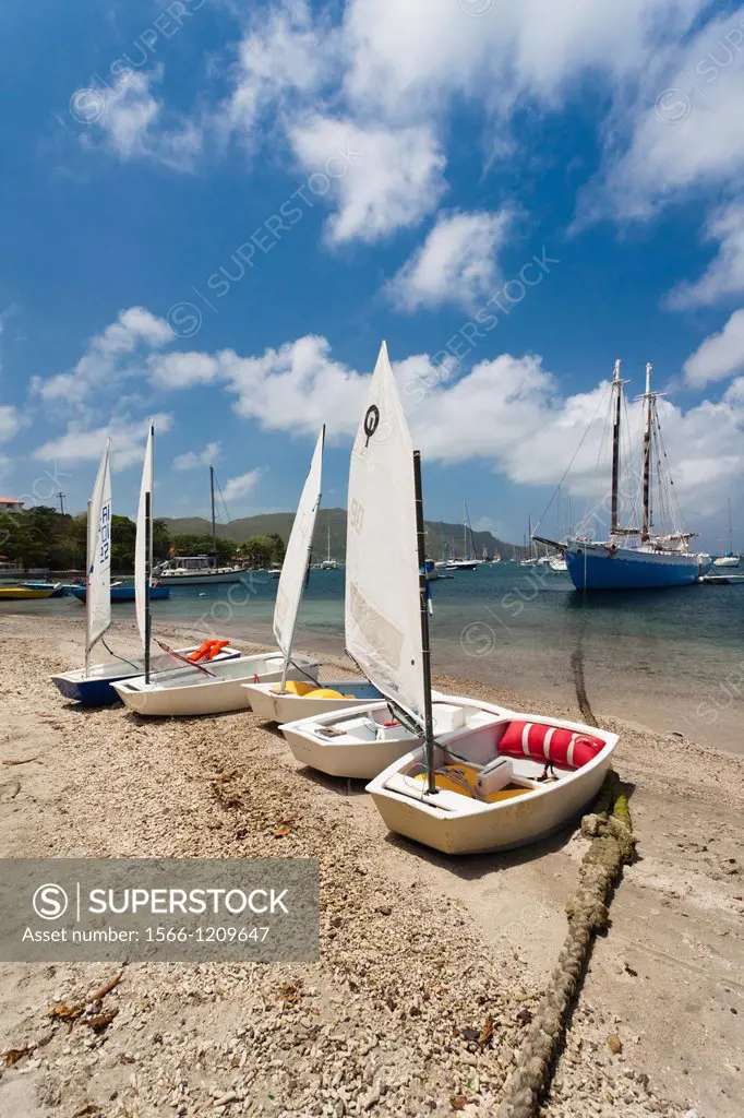 St  Vincent and the Grenadines, Bequia, Port Elizabeth, Admiralty Bay, small sailboats