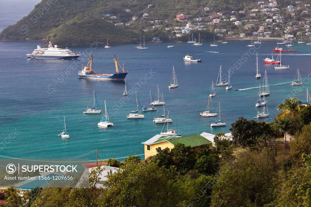 St  Vincent and the Grenadines, Bequia, Port Elizabeth, Admiralty Bay, elevated view