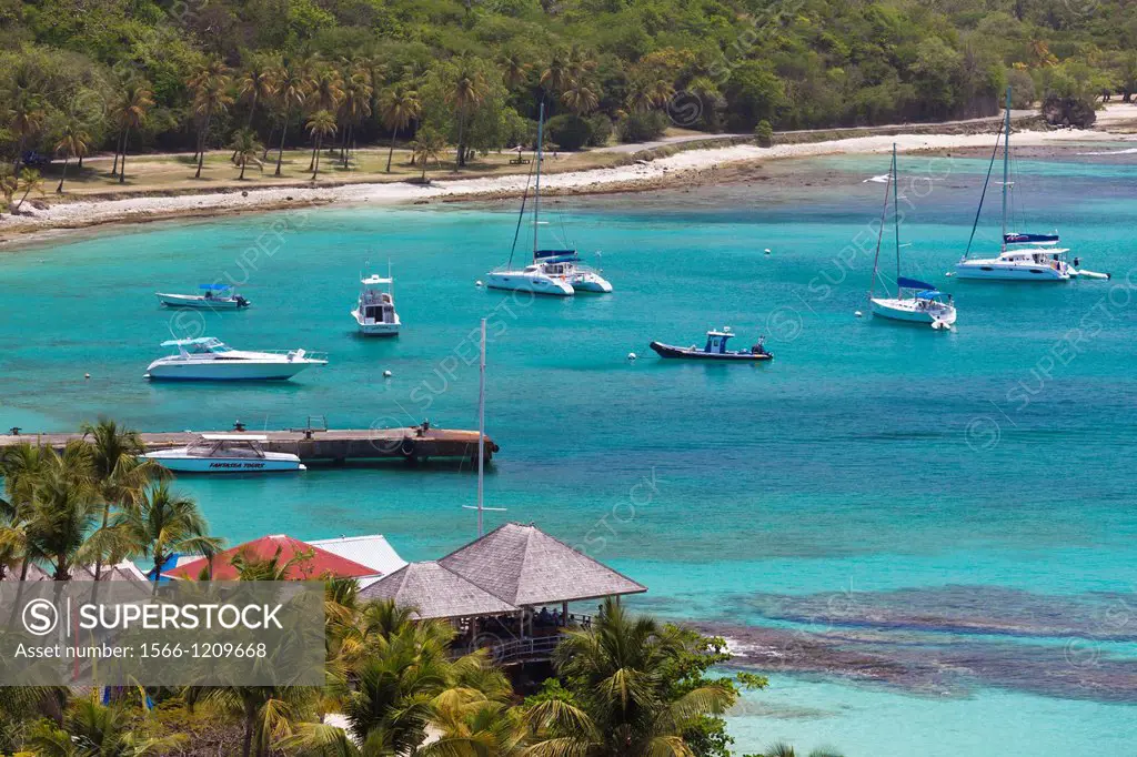 St  Vincent and the Grenadines, Mustique, Britannia Bay, elevated view