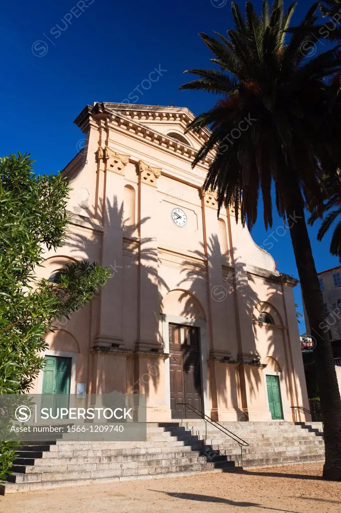 France, Corsica, Haute-Corse Department, La Balagne Region, Ile Rousse, Place Paoli, Eglise de Immaculee Conception church