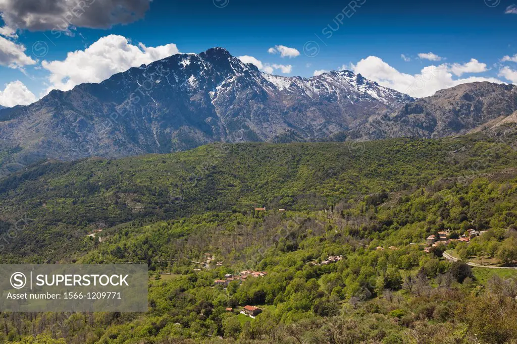 France, Corsica, Haute-Corse Department, La Balagne Region, Speloncato area, mountain landscape by the Col de la Battaglia pass