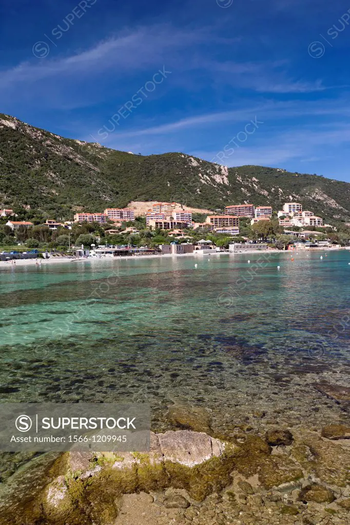 France, Corsica, Corse-du-Sud Department, Corsica West Coast Region, Ajaccio-area, Scudo, town beach