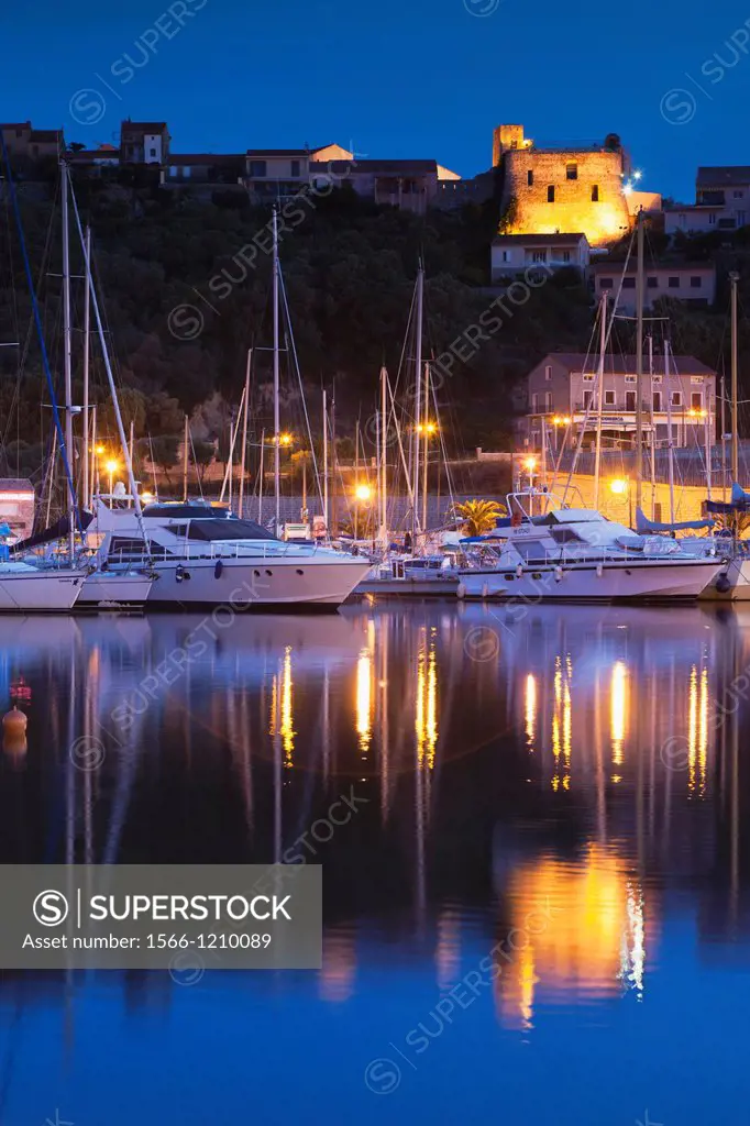 France, Corsica, Corse-du-Sud Department, Corsica South Coast Region, Porto Vecchio, marina and Citadel, dawn