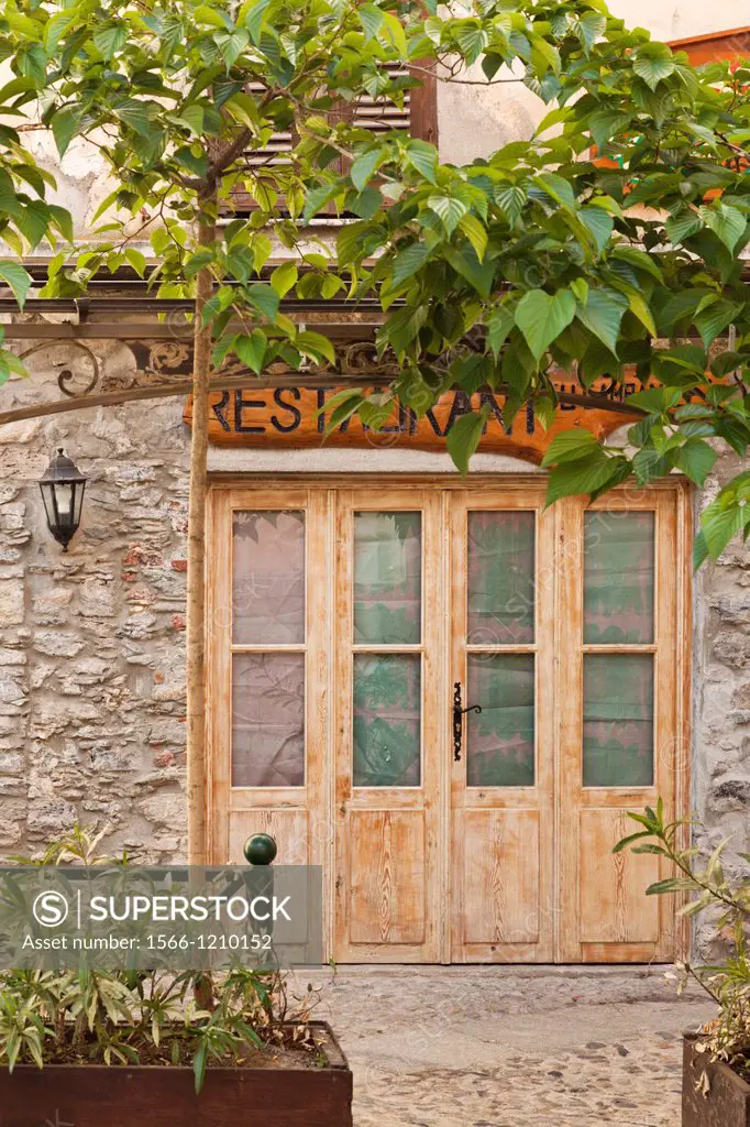 France, Corsica, Haute-Corse Department, Central Mountains Region, Corte, Place Gaffori, doorway