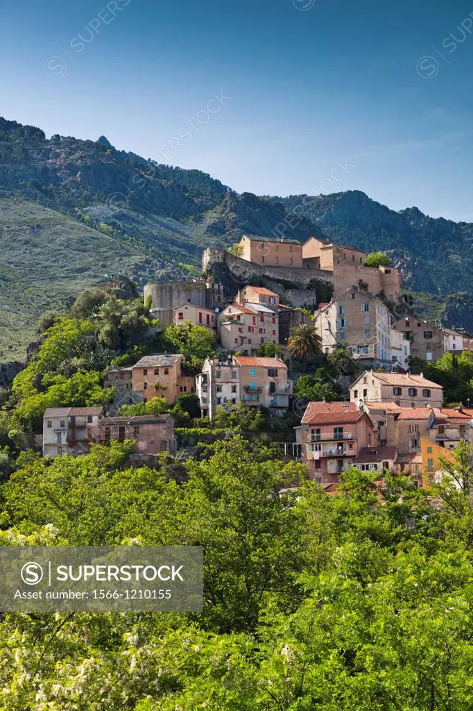 France, Corsica, Haute-Corse Department, Central Mountains Region, Corte, city and Citadel